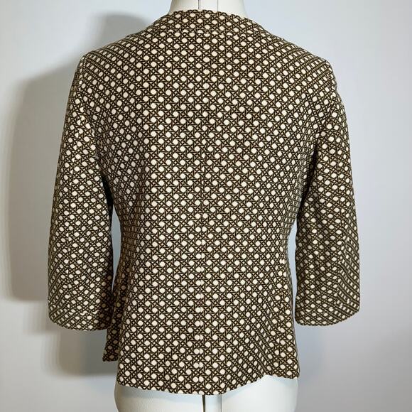 Talbots Brown Basketweave Lattice Pattern Blazer Jacket Womens Size 8 Petite 8P - Picture 6 of 11